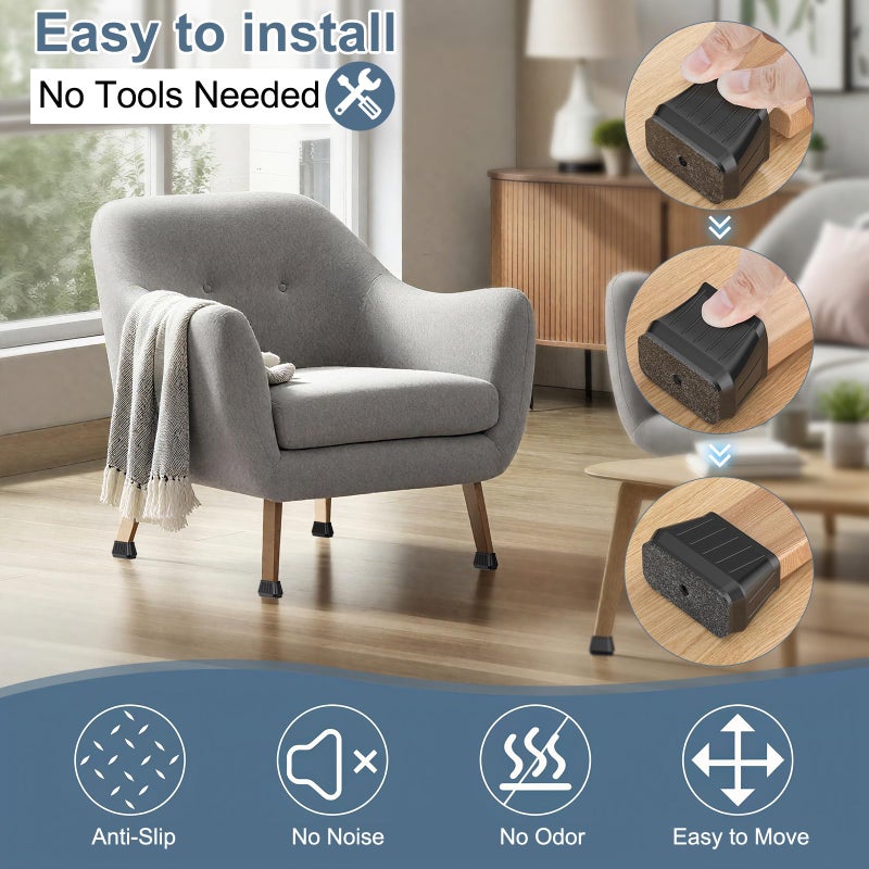 Violibar 24PCS Rectangular Chair Leg Floor Protectors for Hardwood Floors, Thicken Rubber Chair Leg Cap Covers, Non Slip Furniture Leg Pads to Protect Wood Tile Floors from Scratches and Reduce Noise - Image 5